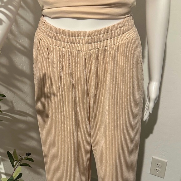 Women's Beige Ribbed Pants - Picture 2 of 5